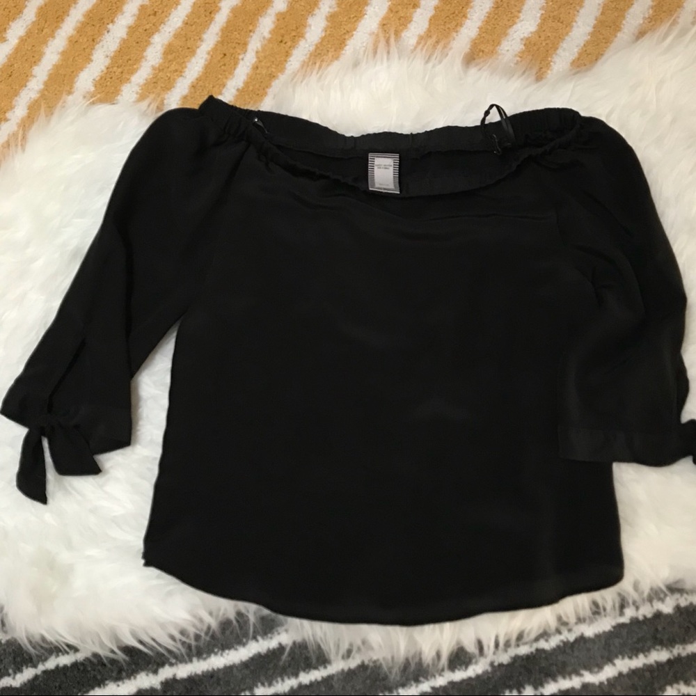 Guest editor 100% silk off shoulder top